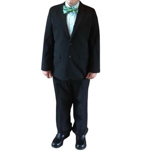 Nordstrom Boys Suit Black Jacket Pants 12 Husky Easter Communion Wedding